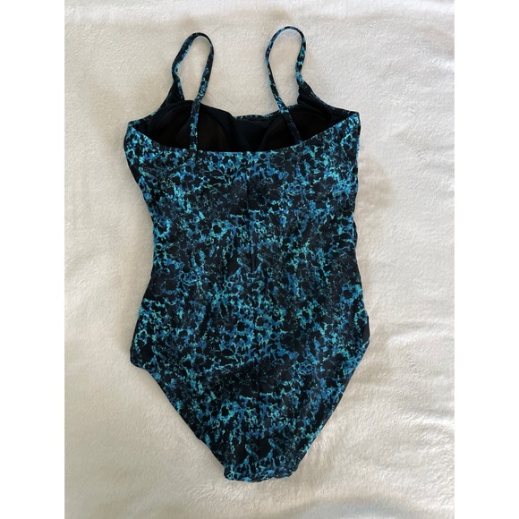 EUC Blue and Black One-Piece Swimsuit - Picture 2 of 5